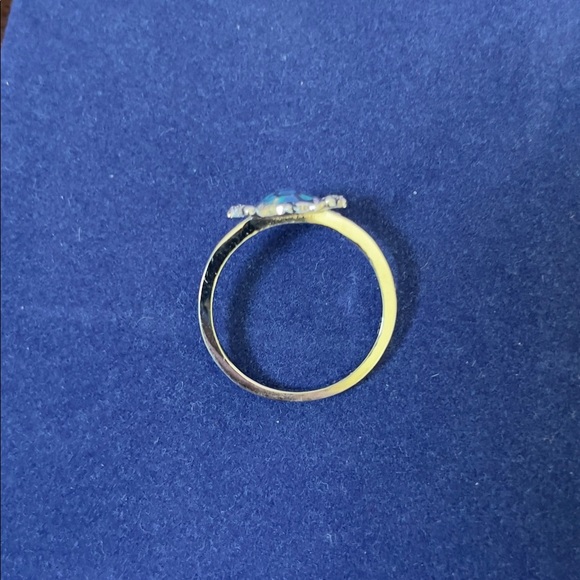 925 Sterling silver blue opal turtle charm ring size 7 - Picture 5 of 6